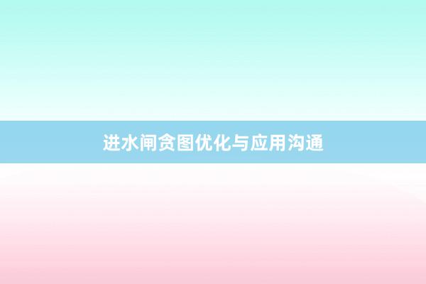 进水闸贪图优化与应用沟通